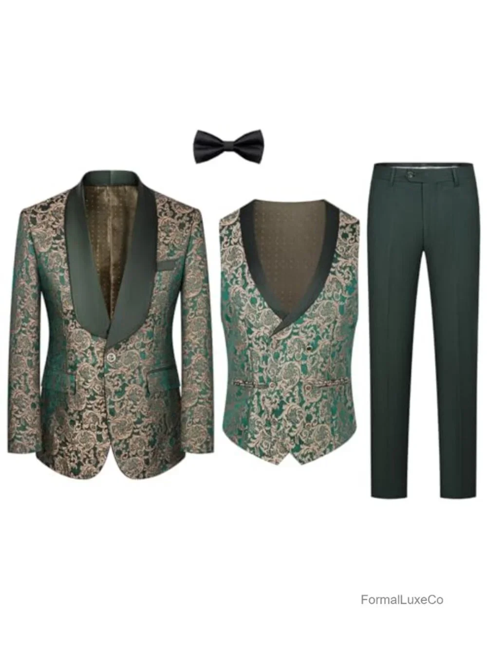 Men's 3 Piece Slim Fit Floral Print Suit Set with Vest and Pants